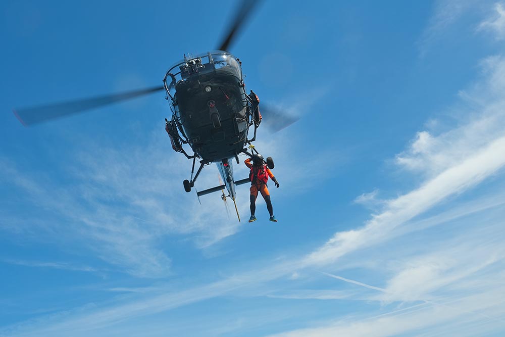 L'hélicoptère en approche